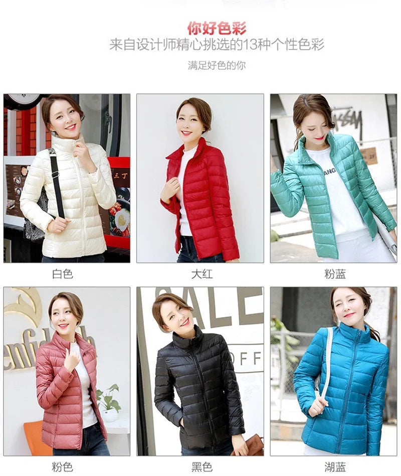 2025 Autumn Winter Women Lightweight White Duck Down Jacket Parka Female Ultra Light Down Coat Warm Puffer Outwears Short Tops