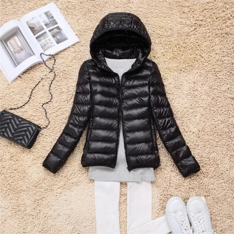 2025 Autumn Winter Women Lightweight White Duck Down Jacket Parka Female Ultra Light Down Coat Warm Puffer Outwears Short Tops