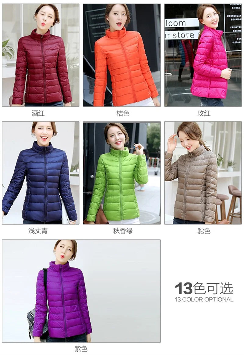 2025 Autumn Winter Women Lightweight White Duck Down Jacket Parka Female Ultra Light Down Coat Warm Puffer Outwears Short Tops