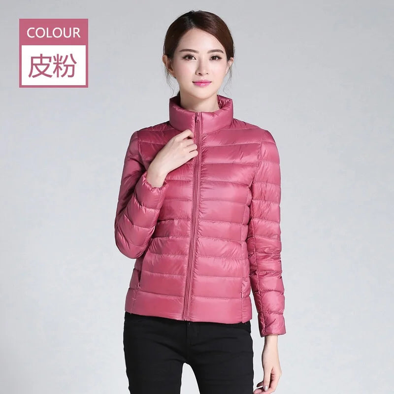 2025 Autumn Winter Women Lightweight White Duck Down Jacket Parka Female Ultra Light Down Coat Warm Puffer Outwears Short Tops