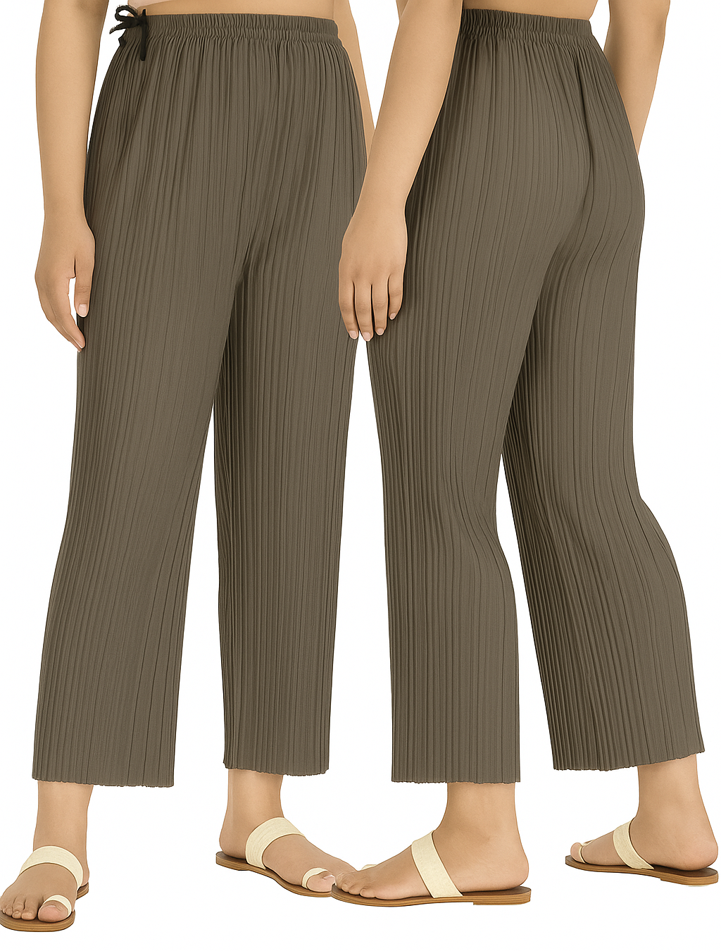 Women Relaxed Polyester Trousers-Pack of 02 Grey (Size-4XL)