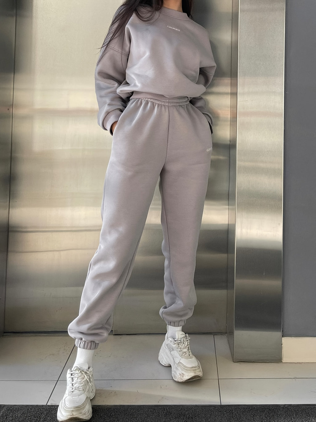 2pcs Casual Sports Set, Letter Pattern Warm Crew Neck Sweatshirt & Running Jogger Pants Suit, Women's Activewear