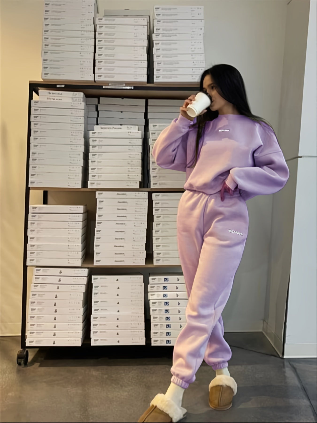 2pcs Casual Sports Set, Letter Pattern Warm Crew Neck Sweatshirt & Running Jogger Pants Suit, Women's Activewear