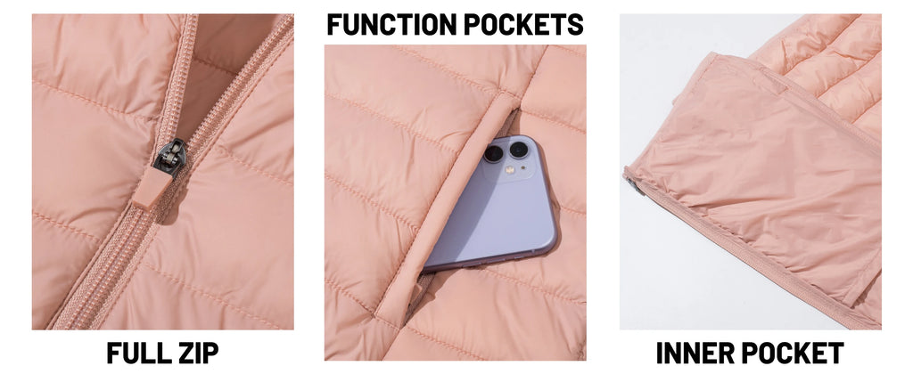 TACVASEN Full Zip Up Hooded Puffer Jacket Womens Winter Quilted Warm Coats Casual Windbreaker Padded Lightweight Outdoor Outwear