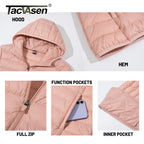 TACVASEN Full Zip Up Hooded Puffer Jacket Womens Winter Quilted Warm Coats Casual Windbreaker Padded Lightweight Outdoor Outwear