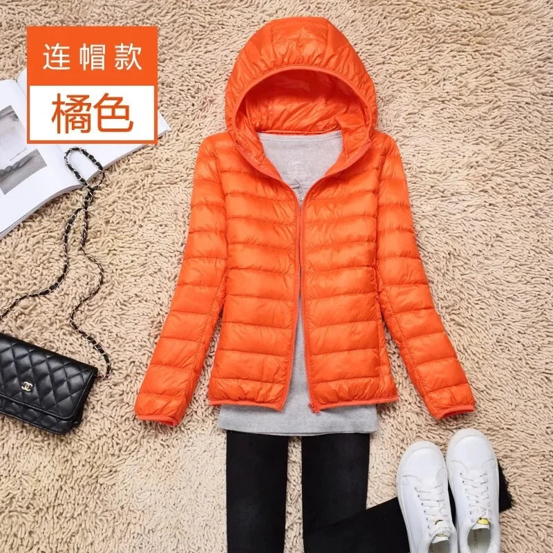 2025 Autumn Winter Women Lightweight White Duck Down Jacket Parka Female Ultra Light Down Coat Warm Puffer Outwears Short Tops