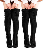 Women's Autumn Winter Thigh-High Socks - Wool & Acrylic Fibers Foot Warmers Fashion Lady Stockings with Cute Solid Color Design