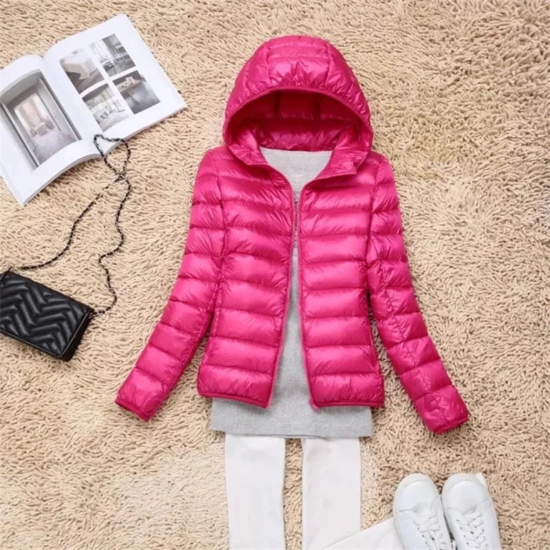 2025 Autumn Winter Women Lightweight White Duck Down Jacket Parka Female Ultra Light Down Coat Warm Puffer Outwears Short Tops