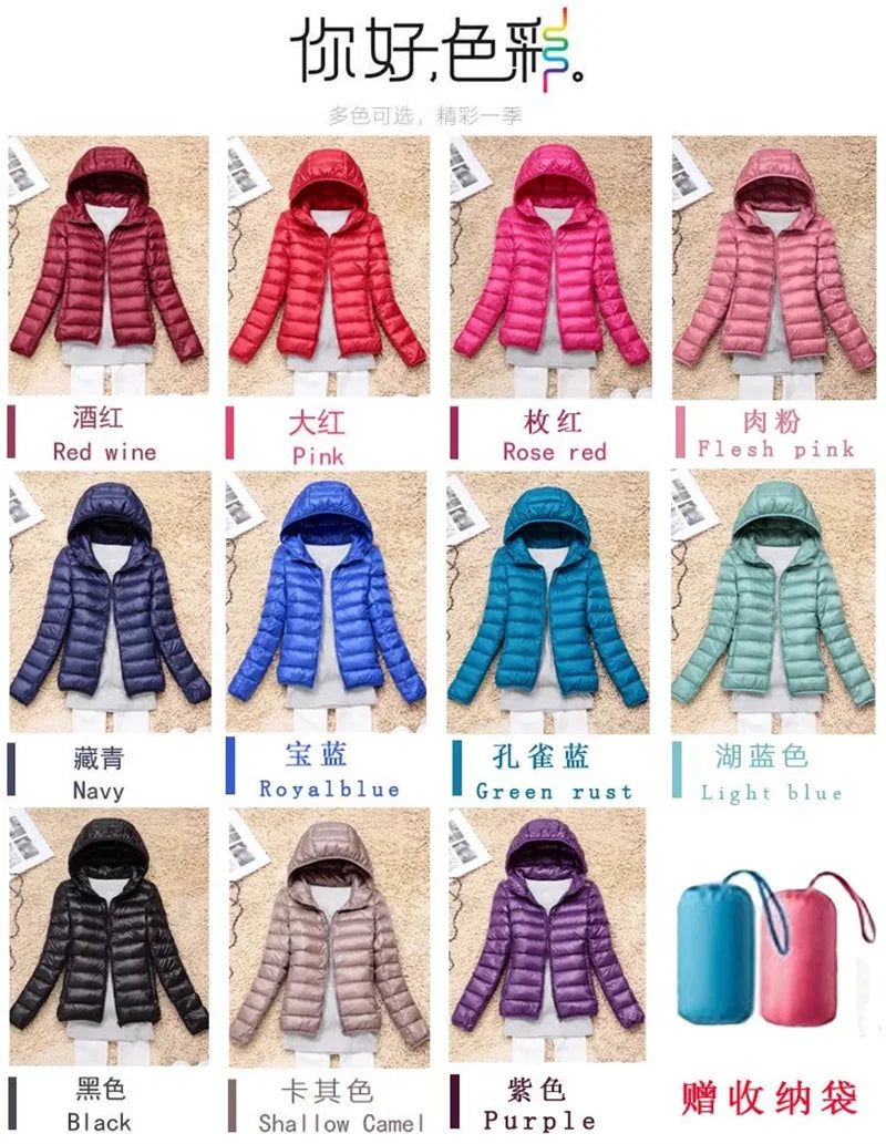 2025 Autumn Winter Women Lightweight White Duck Down Jacket Parka Female Ultra Light Down Coat Warm Puffer Outwears Short Tops