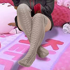 Women's Autumn Winter Thigh-High Socks - Wool & Acrylic Fibers Foot Warmers Fashion Lady Stockings with Cute Solid Color Design