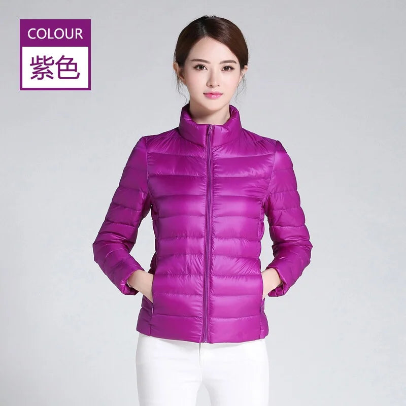 2025 Autumn Winter Women Lightweight White Duck Down Jacket Parka Female Ultra Light Down Coat Warm Puffer Outwears Short Tops