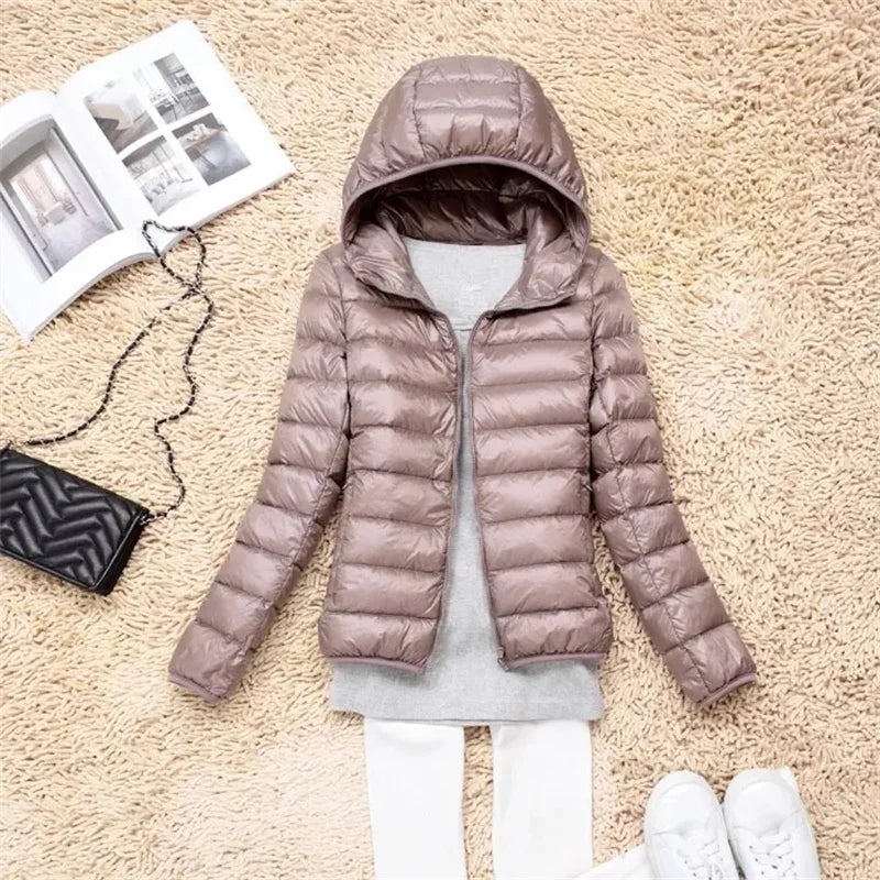 2025 Autumn Winter Women Lightweight White Duck Down Jacket Parka Female Ultra Light Down Coat Warm Puffer Outwears Short Tops