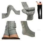 Women's Autumn Winter Thigh-High Socks - Wool & Acrylic Fibers Foot Warmers Fashion Lady Stockings with Cute Solid Color Design