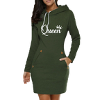 Women Hoodie Dress 2023 Spring Autumn Queen Printsd Long Sleeve Hoodie Casual Hooded Jumper Pockets Sweater Tops Women Clothing